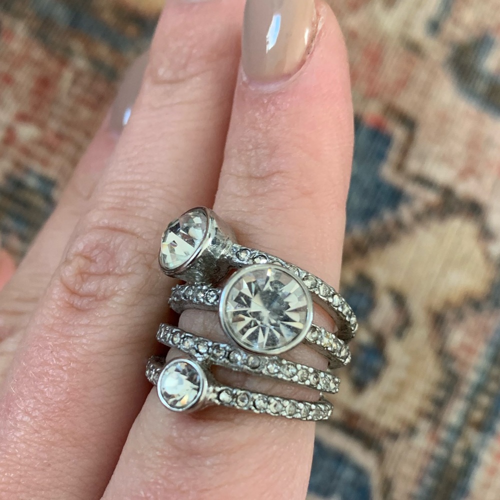 Silver Lab Diamond Ring Set